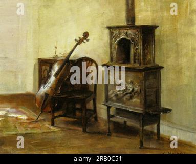 Interior with a Cello by Carl Holsøe Stock Photo