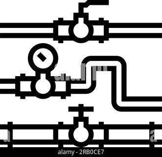 pipeline system petroleum engineer line icon vector illustration Stock ...