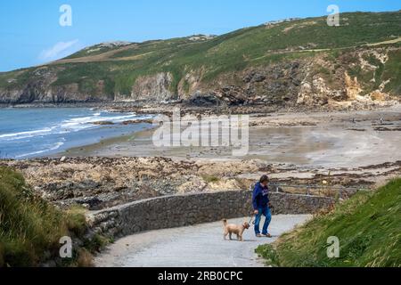 'Looking back', Church Bay, Anglesey, Wales, UK Stock Photo