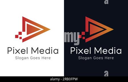Pixel Play Button Logo Design Play Logo Type Stock Vector