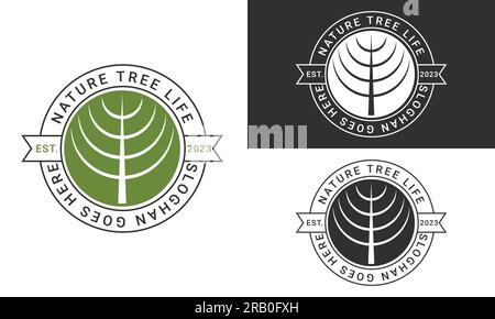 Nature Tree Life Logo Design Minimal Tree Logotype Eco Stock Vector