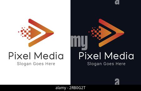 Pixel Play Button Logo Design Play Logo Type Stock Vector