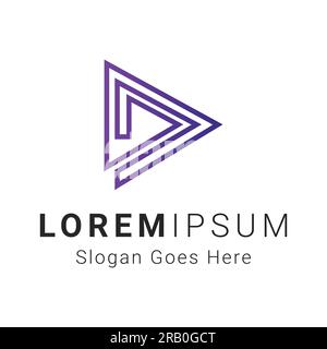 Pixel Play Button Logo Design Play Logo Type Stock Vector