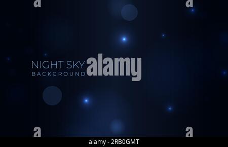 Blue night sky with bokeh light effect. Vector realistic abstract background with night starry sky. Vector illustration Stock Vector