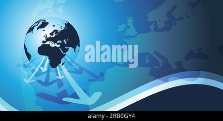 3D Earth Globe Concept Design - Abstract Business or Technology Background with Arrows Stock Vector
