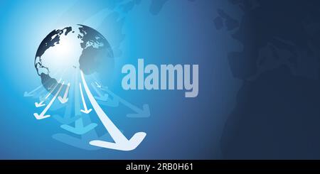 3D Earth Globe Concept Design - Abstract Business or Technology Background with Arrows Stock Vector