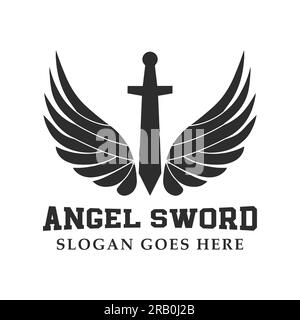Angel Sword Logo Design Warrior Logo Design Stock Vector