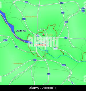 Map of Hamburg City in Germany Stock Photo