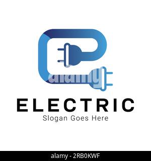 Electric Initial Letter E Logo Design Stock Vector