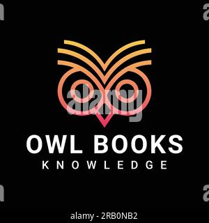 Owl Books Logo Design Education Logotype Stock Vector