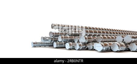 steel rebar on a white background. 3d render Stock Photo