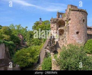 Germany, Baden-Württemberg, Heidelberg, the castle. View to the blown up tower. Stock Photo