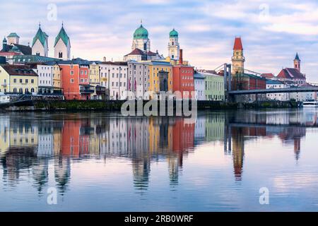 Passau at sunset, Europe, Germany, Bavaria Stock Photo
