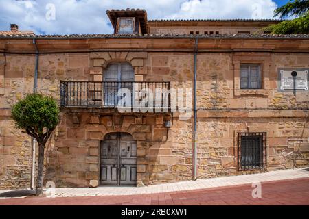 Typical stone houses in the city center of Sigüenza medieval town, Guadalajara province, Spain Stock Photo