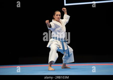 Parla Doaa TATAR (Goju Ryu Schifferstadt) action, karate, women's kata on July 6th, 2023 in Duesseldorf/ Germany. The finals 2023 Rhine-Ruhr from 06.07 - 09.07.2023 Stock Photo