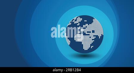 Spotted Earth Globe Design - Global Business, Technology, Globalization Concept - Wide Layout, Vector Design Template with Copy Space Stock Vector