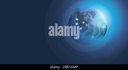 Earth Globe Concept Design - Abstract Business or Technology Background with Arrows Stock Vector