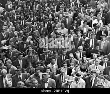 New York, New York  September 29, 1955 Baseball fans at Yankee Stadium. Stock Photo