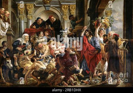 Christ Driving the Merchants from the Temple 1650 by Jacob Jordaens Stock Photo