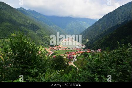 Uzungol, located in Trabzon, Turkey, is one of the most visited places in the country. Stock Photo