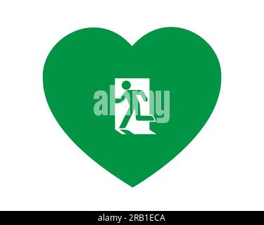 Love heart with symbol and sign of exit - man leaving relationship and partnership. Breakup, divorce, splitup and end of love. Vector illustration iso Stock Photo