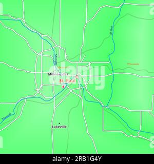 Map of St. Paul City in United States of America Stock Photo