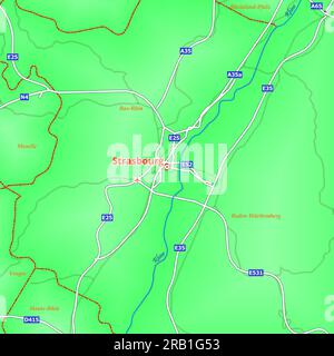 Map of Strasbourg City in France Stock Photo