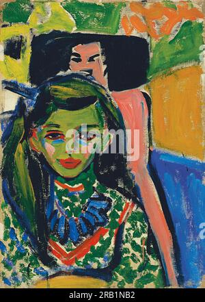 Fränzi in Front of Carved Chair 1910 by Ernst Ludwig Kirchner Stock Photo
