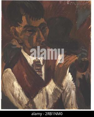 Portrait of Otto Mueller with Pipe 1917 by Ernst Ludwig Kirchner Stock Photo