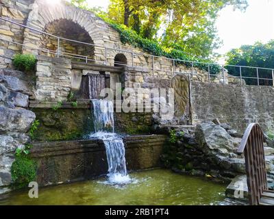 Small park in Kamianets Podilskyi city in Khmelnytskyi region Stock Photo