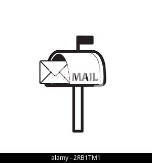 A mailpost with an envelope inside on a white background with copy space Stock Vector