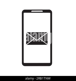A smartphone with a envelope in the screen on a white background with copy space Stock Vector