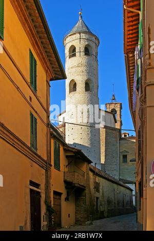 Cylindrical bell tower,, Città di Castello, Perugia, Umbria, Italy Stock Photo
