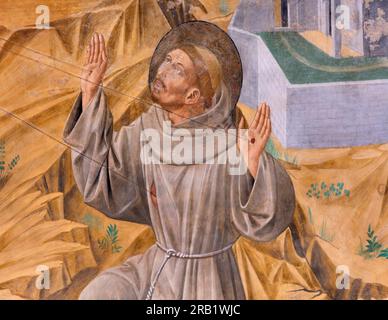 Gozzoli, Benozzo ,  Stigmatization of the Saint , Church of San Francesco, Montefalco, Perugia, Umbria, Italy Stock Photo