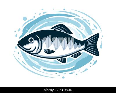 Fish vector illustration. Fish icon for packaging design and seafood market. Isolated on white background Stock Vector