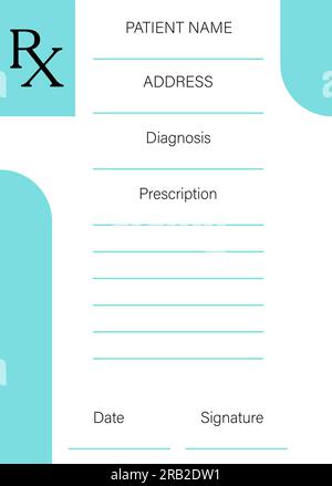 Medical prescription form with empty fields (Patient Name and others) Stock Photo