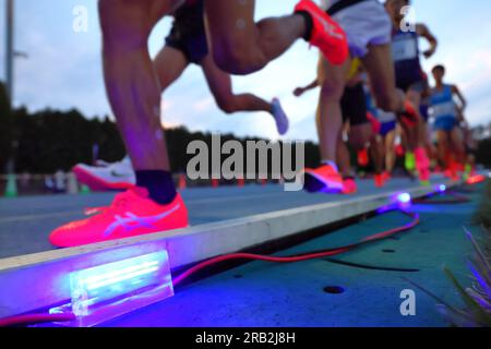 Fukagawa at Fukagawa City Athletic Stadium, Hokkaido, Japan. 5th July, 2023. Wave Light/General view Athletics : Hokuren Distance Challenge 2023 in Fukagawa at Fukagawa City Athletic Stadium, Hokkaido, Japan . Credit: Naoki Nishimura/AFLO SPORT/Alamy Live News Stock Photo