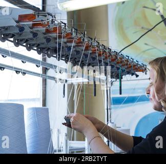 Thread rewinding machine shot Stock Photo - Alamy