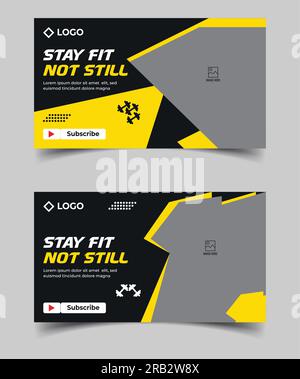 Gym YouTube Thumbnail or Banner Template Stock Vector