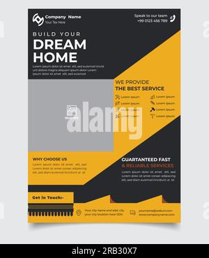 House, Building or Construction Flyer vector Template. Construction Brochure Cover, Poster template. Stock Vector