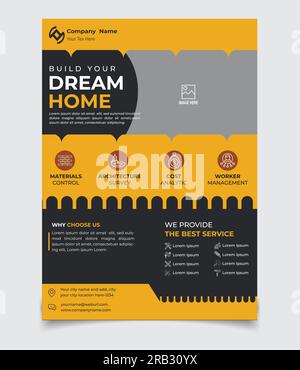 House, Building or Construction Flyer vector Template. Construction Brochure Cover, Poster template. Stock Vector