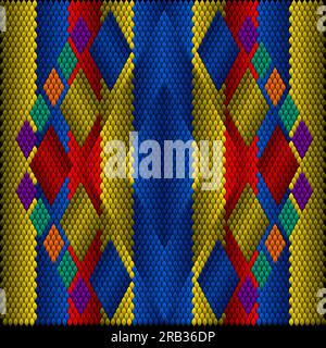 Ornament, mosaic, ethnic, folk pattern. It is made in bright, juicy, perfectly matching colors. New Year, Christmas, winter, festive pixel pattern. Stock Vector