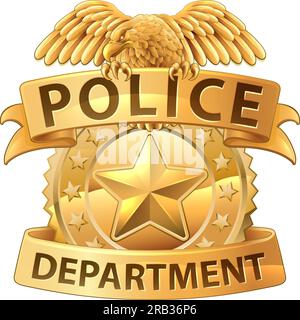 Police Badge Shield Star Sheriff Cop Crest Symbol Stock Vector