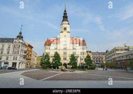 OPAVA, CZECH REPUBLIC - May 20, 2023: Main Square and Old Town Hall in Opava, Czech Republic. Stock Photo