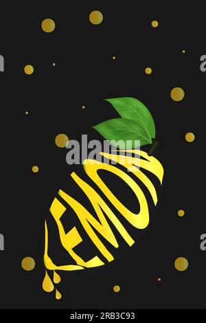 Fresh juicy lemon lettering. Can be used for background, postcard, web ...