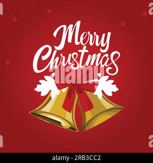 Christmas bell for greetings card, with Merry Christmas text Stock Vector