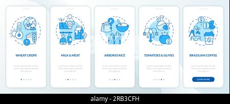 Walkthrough heatflation impact with linear blue icons Stock Vector