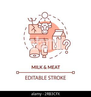 Customizable milk and meat icon heatflation concept Stock Vector