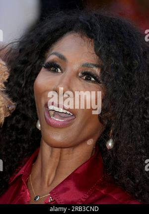 Jul 06, 2023 - London, England, UK - Sinitta attending The Wizard of Oz Opening Night, The London Palladium Stock Photo