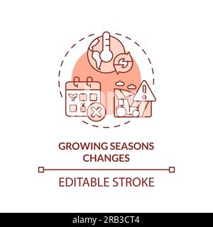 Editable growing season changes icon heatflation concept Stock Vector